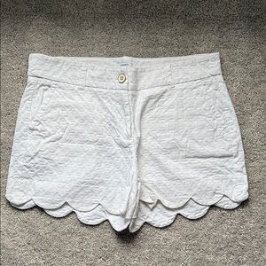 Women's White Scalloped Shorts